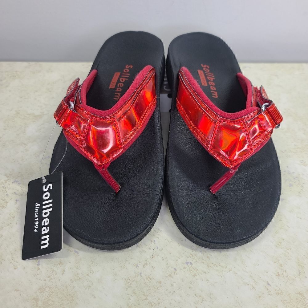 Sollbeam Shiny Red Flip Flops (Thongs) Orthotic NWT